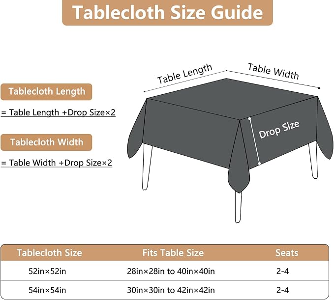 Faux Linen Fabric 52 x 52 Inch Square Grey Tablecloth Textured Water Resistant & Washable Card Table Cloth Anti-Scratch for Dining Kitchen Patio