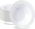 BESTVIP 50Pcs Plastic White Bowls, 12 Oz Disposable Bowls Disposable Bowls for Parties, Wedding, Christmas, Soak Proof Bowls for Breakfast, Lunch, and Dinner Meals