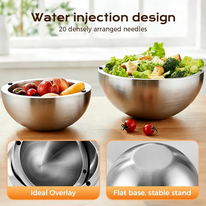 304 Stainless Steel Insulated Salad & Dipping Bowl, 2026 Double Wall Chill Serving Bowl with Ice/Hot Water, Insulated Dish Platter Keeps Salsa, Guacamole, Salad & Food (Caliber 24×11CM)