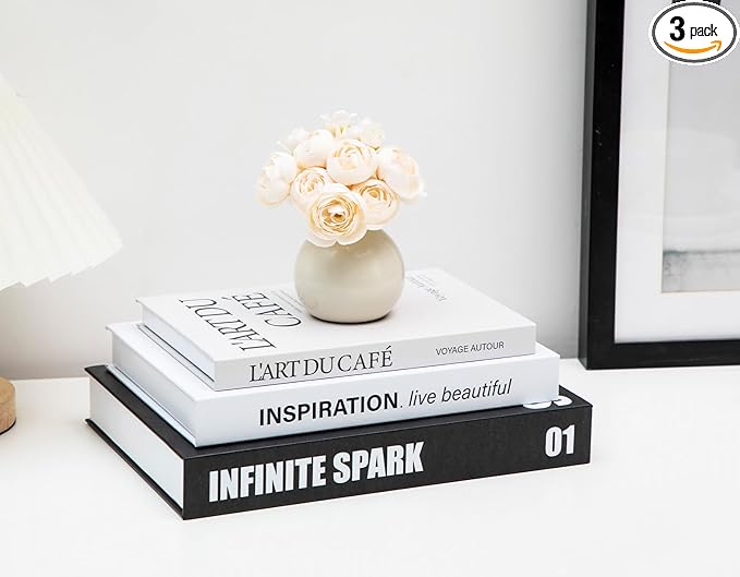 TwoDays Stockholm Style Decorative Books - Fake Faux Books for Chic Trendy Home Decor, Modern Room Decor Aesthetic, Luxury Stacked Storage for Bedroom Apartment Dorm (Set of 3)