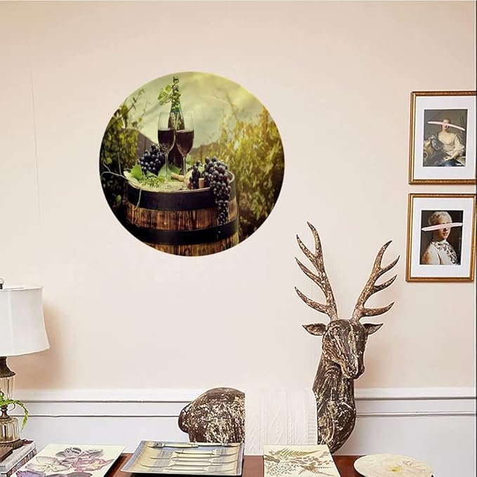 Ceramic Plates, Wine Decorative Ceramic Plates, Scenic Tuscany Vineyard, 10 Inch, for Dining, Parties, Wedding, Green Black Brown