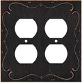 Henne Bery French Cabriole Decorative Wall Plate Switch Plate Outlet Cover (Double Duplex, Aged Bronze)