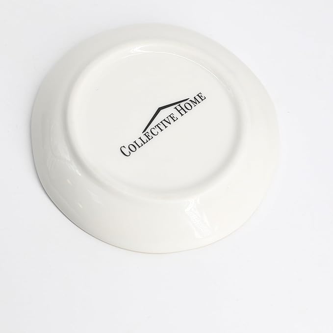 COLLECTIVE HOME - Ceramic Jewelry Tray, Decorative Trinket Dish for Rings Earrings Necklaces Bracelet Watch Keys, Birthday Mother's Day Christmas Gift for Women, 4.75", Glossy (o)