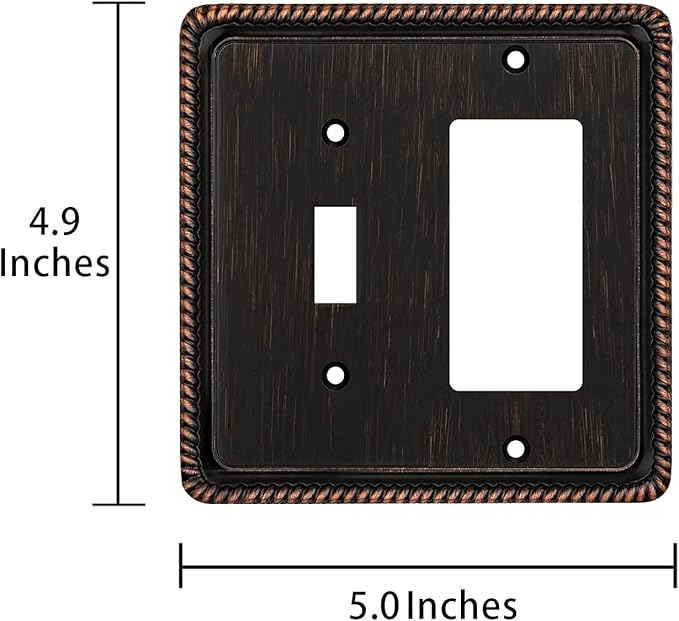 Henne Bery Rope Edge Decorative Wall Plate Switch Plate Outlet Cover (Toggle/Decorator, Aged Bronze)