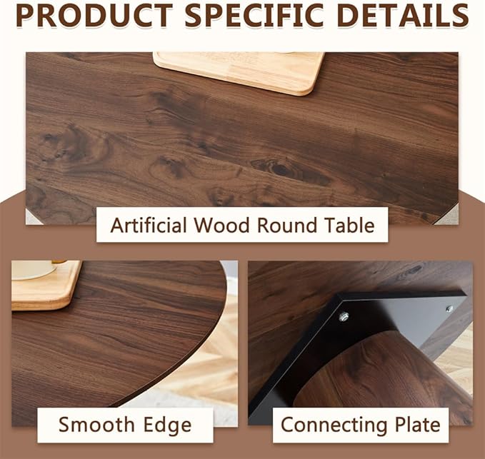 Round Dining Table Set for 4, Modern Kitchen Table Small 45 Inch Dinner Table Round Dining Room Table with 4 Dining Chairs for Living Room