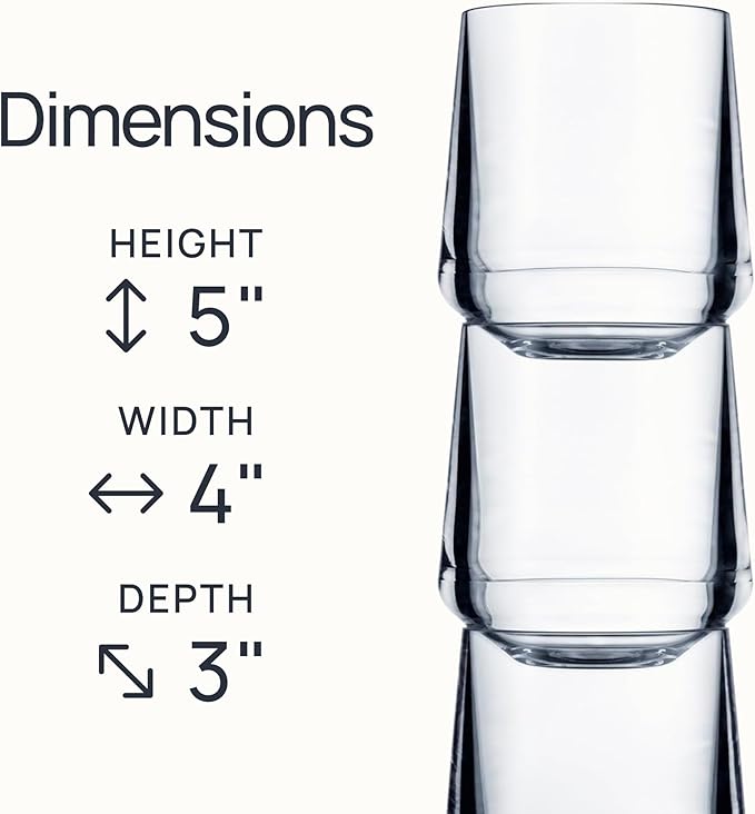 Drinique Unbreakable Stemless Wine Glasses - Set of 4 - Made in USA 12 oz Tritan Unbreakable Plastic Wine Glasses, Reusable for Indoor or Outdoor Use, BPA Free & Shatterproof, Purple
