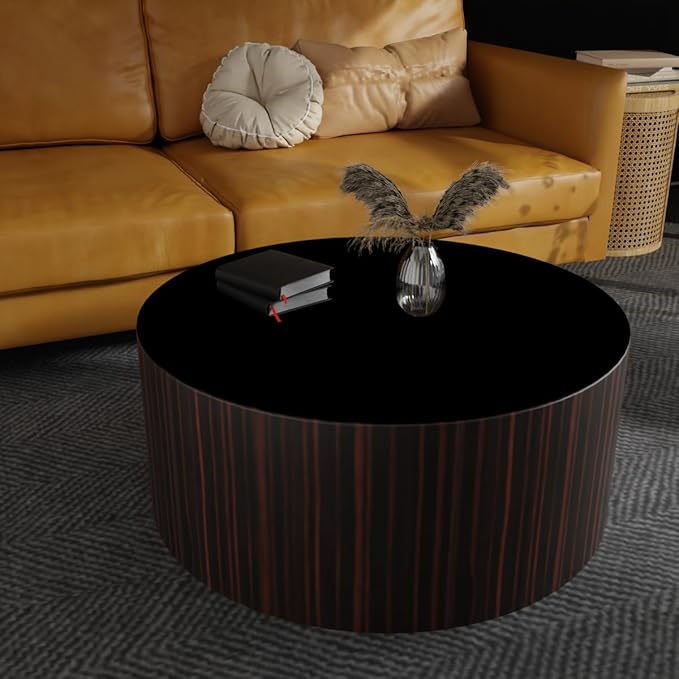 Table Pads Round - 1.8mm Thick,Dia.22 Inch Waterproof & Easy to Clean Protects Table Surfaces Conceals Scratches & Flaws for Coffee Tables & Dining Tables(Black+Black Dia.22Inch)