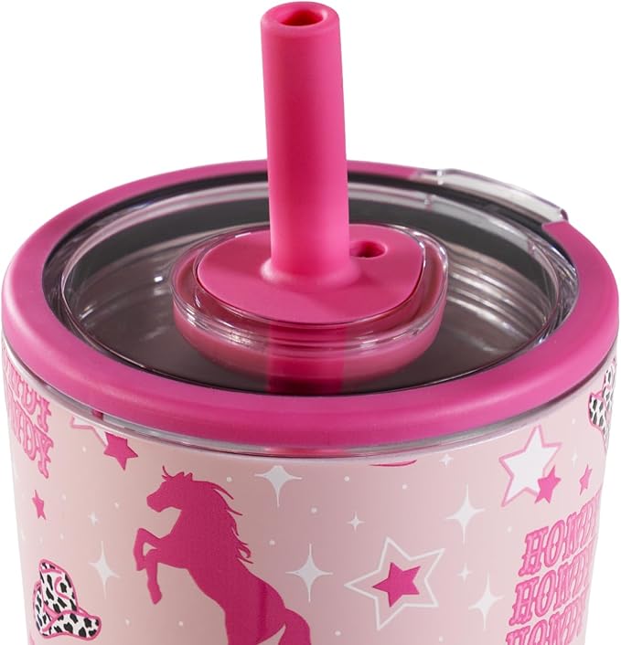 HydroJug Everyday Tumbler 14 oz – Ceramic-Lined Insulated Tumbler with Straw and Soft-Touch Lid, Cup Holder Friendly, Double-Wall Vacuum Insulation, Reusable Travel Cup – Cowgirl