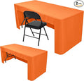 Nasitos 2 Pack 8' Fitted Table Cloth for Rectangular Table Orange Trade Show Table Covers-Open Back Valentines Tablecloth Washable and Wrinkle Resistant Table Cloth, Parties, Buffet, Baby Shower