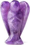YATOJUZI 2" Amethyst Guardian Angels Hand-Carved Angel Statue Figurines Purple Office Desk Decor Accessories Decorations Crystals and Healing Stones Energy Reiki Gifts for Women