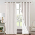 PrinceDeco 100% Blackout Curtains 102 Inches Long with Thermal Insulated White Liner Linen Textured Blackout Curtains for Bedroom, W52 x L102, 2 Panels,102 inch Length for Doorway, Office, Ivory
