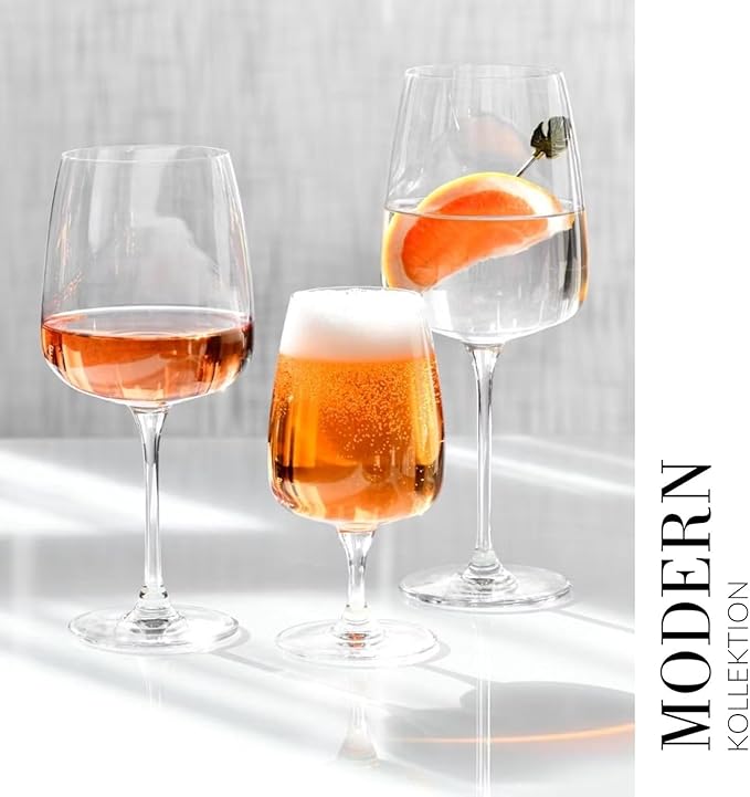 Krosno Large White Wine Glasses, Set of 4, 16.2 oz, Modern Collection, Premium Crystalline Glass, Perfect for Everyday, Dishwasher Safe, Made in Europe