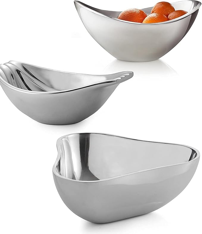 nambe Butterfly Bowl Grande | For Hot and Cold Foods, Salads, Fruit | Made of Metal Alloy | Oven and Freezer Safe Serving Bowl for Entertaining, Decorative Centerpiece for Kitchen | Silver, 16-Inch