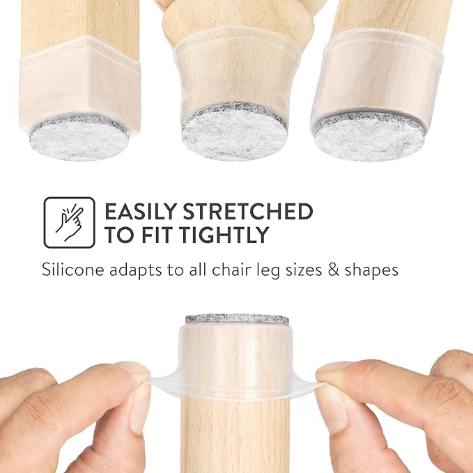 Aneaseit Chair Leg Floor Protectors - 16 pcs Clear - Felt Bottom Silicone Pads - Floor Protectors for Chairs - Rubber Caps for Hardwood Floors - Furniture Feet Sliders - Large