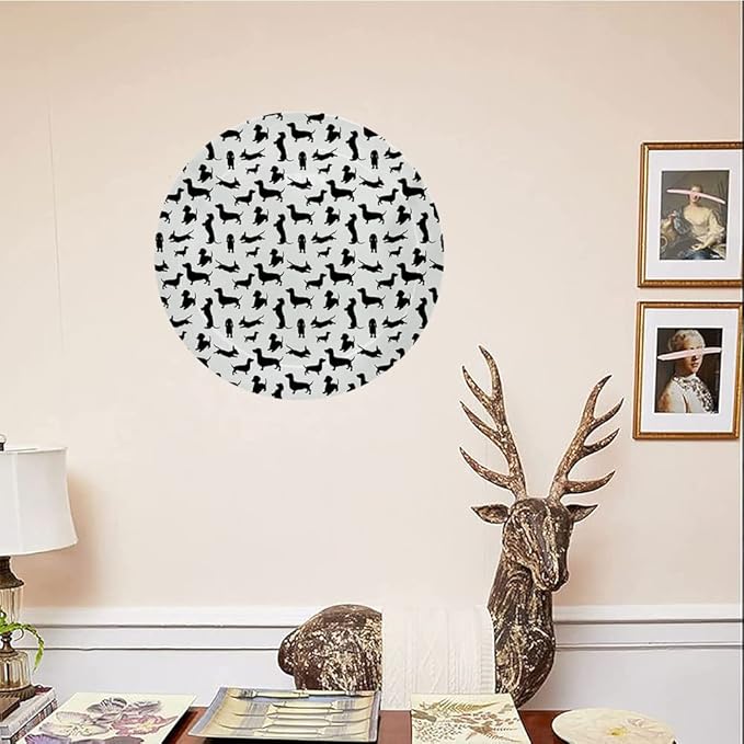 Ceramic Plates, Dog Lover Decorative Ceramic Plates, Monochrome Dachshunds in Numerous Stances Active Life, 10 Inch, Household Plates Decorative, Black White