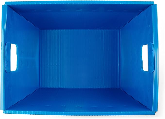 Hudson Exchange 18.25 x 13.25 x 11.75 (3 Pack) Corrugated Space Age Handled Storage Container Mail Tote, Blue