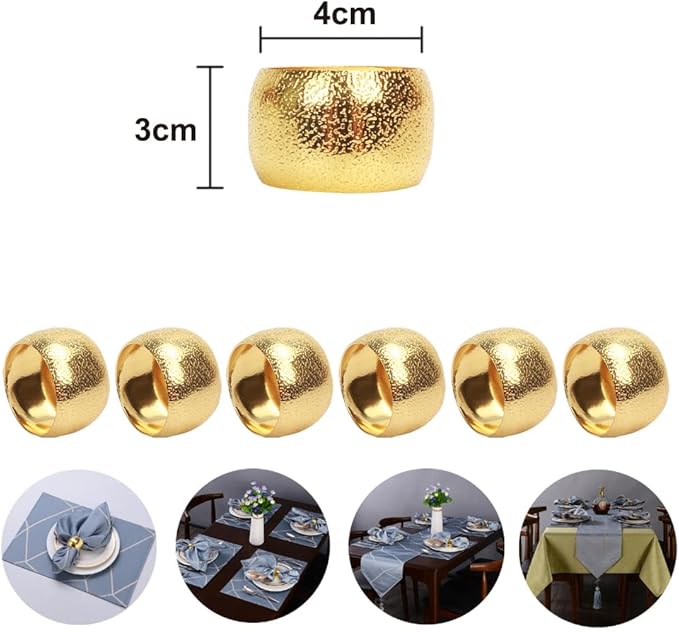 Napkin Rings Gold Set of 10 Bling Napkin Rings for Weddings Christmas Napkin Rings Gold for Dining Table, Holiday Décor and Special Occasions (Golden 10PCS)