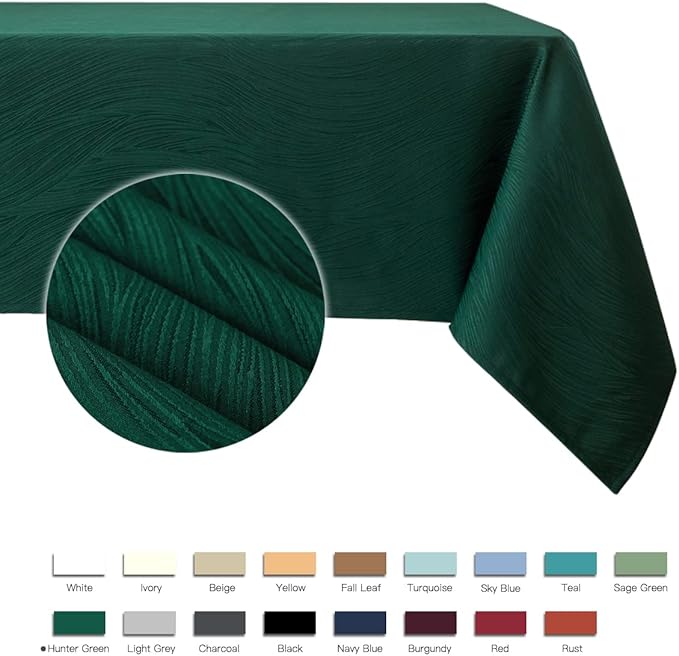 maxmill Jacquard Table Cloth Swirl Pattern Spillproof Wrinkle Resistant Water Proof Heavy Weight Soft Tablecloth for Kitchen Dinning Tabletop, Christmas Parties, Square 70 x 70 Inch, Hunter Green