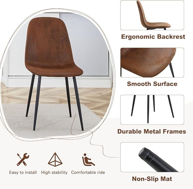 Round Dining Table Set for 6｜42"-54" Extendable Dining Room Table Set｜Wooden Kitchen Table with 6 Chairs｜Mid Century Modern Dinner Table Set with Cross Legs｜Easy Assembly｜Space Saving