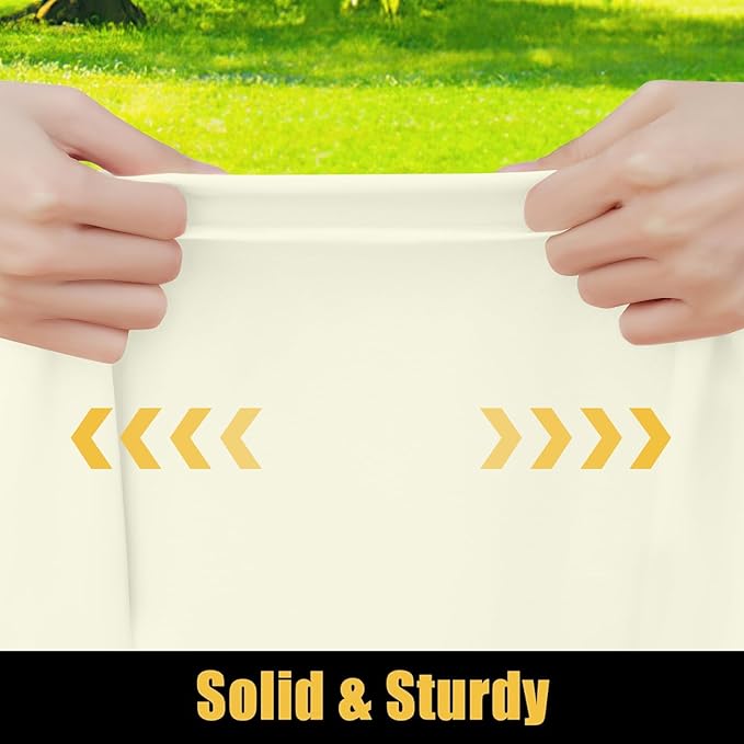 Smiry Rectangle Picnic Table Cloth, Waterproof Elastic Fitted Tablecloths for 8 Foot Tables, Washable Polyester Table Cover for Camping, Indoor and Outdoor (Beige, 30"x96")
