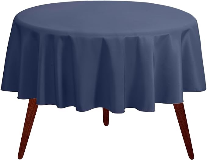 Gee Di Moda Round Tablecloth - 70 Inch Navy Blue Round Table Cloth for 24 to 48 Inch Round Tables - Heavy Duty Washable Fabric - for Buffet Table, Holiday Party, Dinner, Wedding & Baby Shower