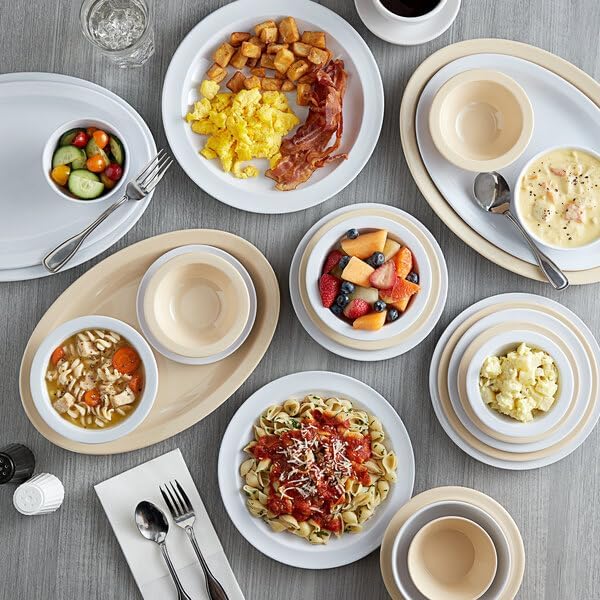 Foundations 9 Inch Tan Narrow Rim Melamine Plate, Round, BPA Free, NSF Listed, Dishwasher Safe, 12 per Case