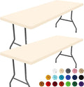 Spandex 4 Foot Rectangle Table Cloth 2 Pack, Elastic Fitted Tablecloths for Picnic, Stretch Washable Patio Table Cover for Outdoor, Camping, Banquet and Parties (Champagne, 30"x48")