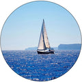 Round Edge Closing Tablecloth, Ocean Elastic Edged Tablecloth, Blue Mediterranean Sailboat Sailing in Round Tables 28inch Diameter, Buffet Table/Parties/Holiday Dinner, Blue
