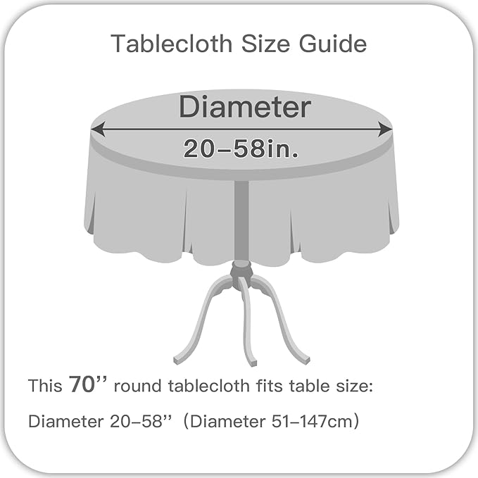 maxmill Round Weaved Texture Design Tablecloth Spill-Proof Wrinkle Free Soft Washable Table Cloth for Circular Table Cover, for Dining Room Buffet Banquet Parties Holiday Dinner, 70 Inch Brown