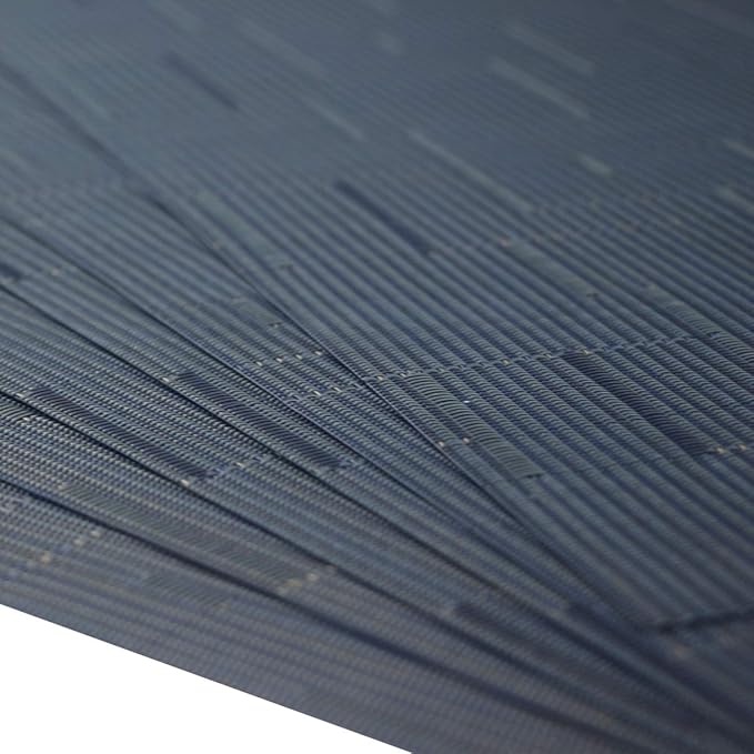 Placemats for Dining Table Woven Vinyl Place Mats Wipe Off Plastic Placemats Stain Resistant Table Mats Set of 6 （Bamboo Navy）