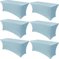 Obstal 6 Pack Spandex Stretch Table Covers for 6 Foot Tables - 6 FT Rectangular Fitted Tablecloth Protector for Wedding, Banquet, Party (Dusty Blue, 72'' Length x 30'' Width x 30'' Height)