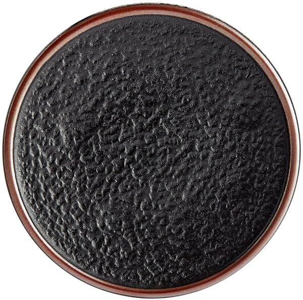 Heika 6 Inch Black Matte Stoneware Plate, Coupe Style, Commercial Kitchen, Textured Design, 12 per Case