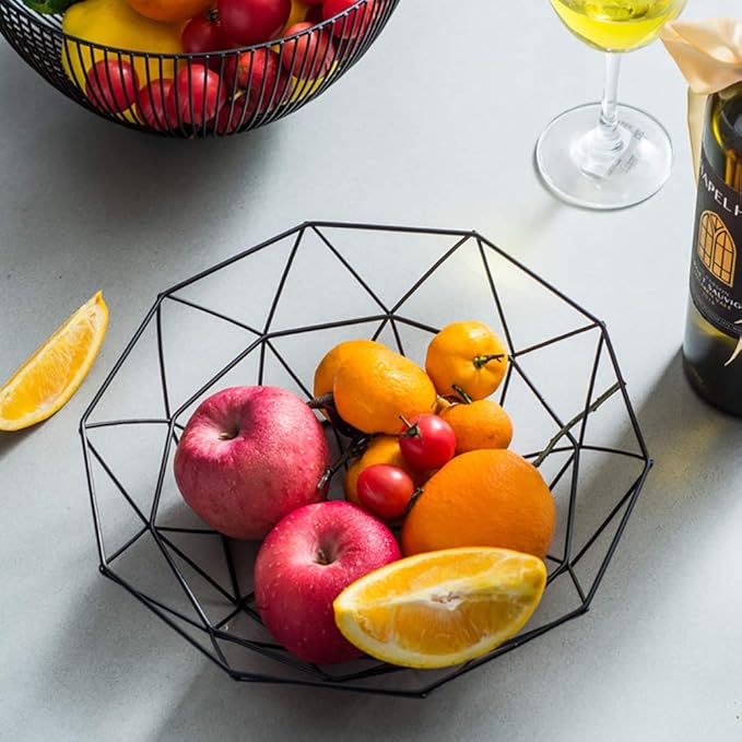 Metal Wire Fruit Bowl, Iron Arts Fruit Storage Baskets for Kitchen Counter, Countertop, Home Decor, Table Centerpiece Decorative hold Vegetables, Bread, Snacks, Potpourris