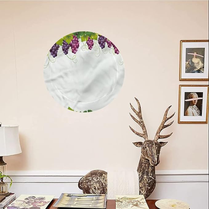 Decorative Plates, Vineyard Print Ornament, Leaves and Ripe Grapes, 10 Inch, Kitchen Wall Decor, Multicolor