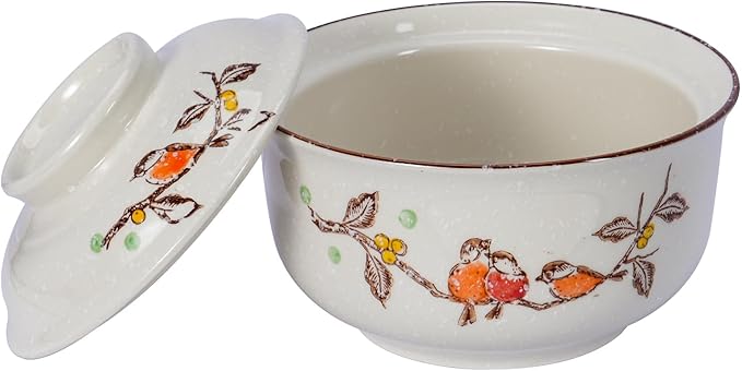 8 inch Retro Ceramic Ramen Bowl with Lid,Japanese Style Personalized Dinnerware For Noodle Rice Porridge Soup Fruit Salad (8inch, C)