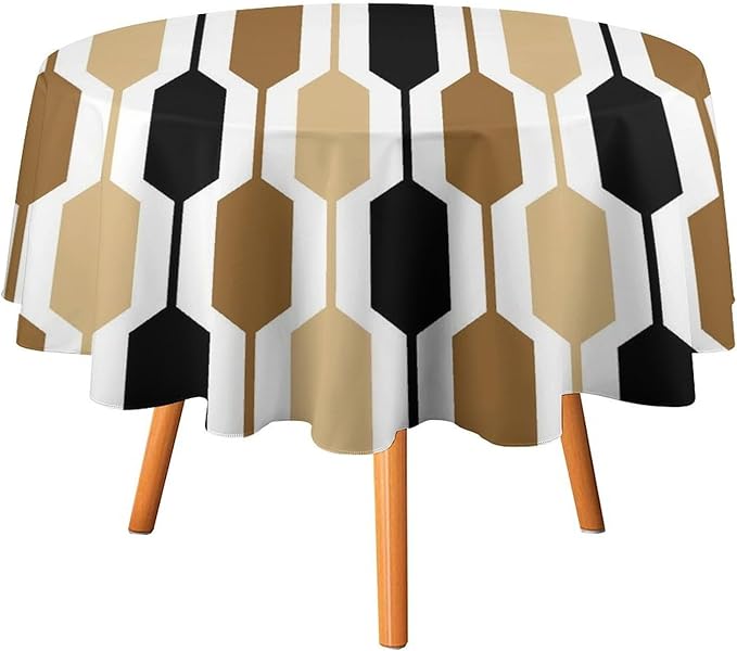 Abstract Boho Geometric Round Tablecloth, Mid Century Modern Geometric Art Retro Print Tablecloth for Home Party Dining Room Kitchen Decor 36Inch(90cm)