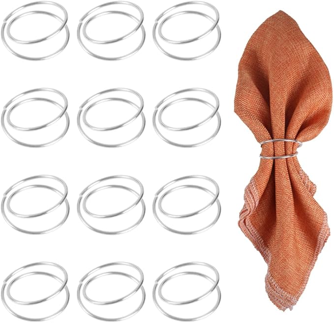 Napkin Rings, 12PCS Metal Spiral Napkin Buckles, Modern Minimalist Dining Table Decorations for Daily Use, Christmas, Wedding, Dinner, Party, Banquet