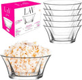 LAV Elegant Glass Dessert, Snack Bowl Set of 6 - Stackable - 10 oz for Parfait, Porridge, Snacks, Side Dishes, Pudding, Fruit Salad, Ice Cream, Small Bowls - Dishwasher Safe, Kitchen Prep, Tableware