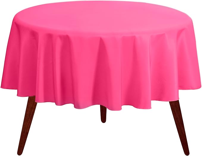 Gee Di Moda Round Tablecloth - 132 Inch Fuchsia Round Table Cloth for 72 to 96 Inch Round Tables - Heavy Duty Washable Fabric - for Buffet Table, Holiday Party, Dinner, Wedding & Baby Shower