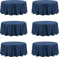PureFit 6 Pack Round Navy Blue Table Cloths 70 Inch for Round Tables, Stain and Wrinkle Resistant Table Linens for Home Use, Wedding, Party, Banquet and Camping