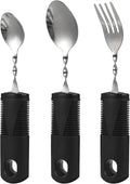 VOSAREA 3pcs Bendable Stainless Steel Cutlery Set Soft Grip Handles Adaptive Utensils for Elderly and Disabled Users Weighted Forks and Spoons for Tremors and Rehabilitation