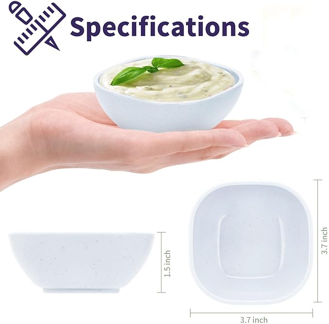 15 Pack Unbreakable Dipping Bowls, 4.5 OZ Soy Sauce Dishes,Wheat Straw Small Dessert Bowls,Small Prep Bowls，Dipping Sauce Cups, Dip Bowls for Side Dish, Snacks, BBQ，Ketchup
