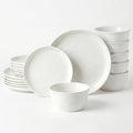 LE TAUCI Ceramic Plates and Bowls Set for 6, 18-Piece Ceramic Dinnerware Set, Farmhouse Dishes Set, Microwave & Dishwasher Safe, Stackable, 10" Dinner+8" Salad Plates+6" Bowls, White