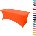 4FT Table Cloth for Rectangular Fitted Events Stretch Orange Table Covers Washable Spandex Tablecloth Protector for Party, Wedding, Cocktail, Banquet, Festival
