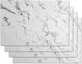 Marble Leather Placemats for Dining Table Waterproof Set of 4 Marble Decor for Kitchen Table Easy to Clean PU Place Mats for Dinning,Office (Marble（White）)