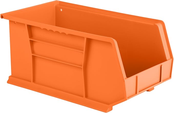Hudson Exchange 15" x 8" x 7" Plastic Stackable Storage Bin and Hanging Container, Orange