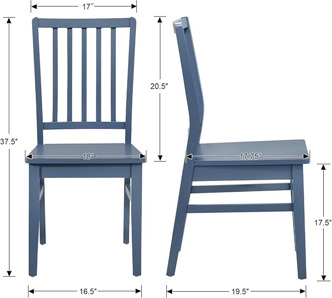 Blue Wooden Dining Chairs Set of 8, Farmhouse Dining Room & Kitchen Chair with High Back, Spindle Windsor Armless Side Chair for Living Room Dining Room Kitchen Restaurant Balcony