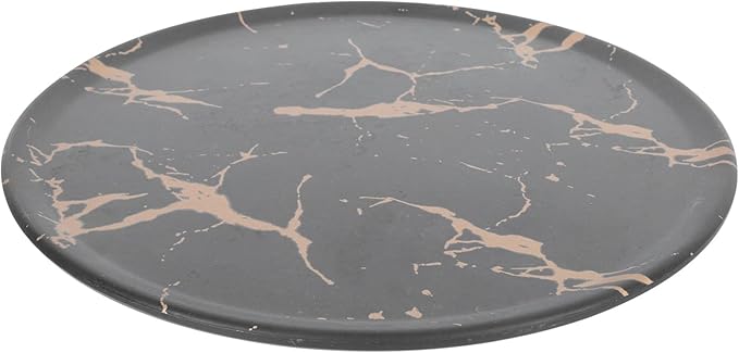 VALICLUD Creative Marble Pattern Steak Plate 10.2-inch round Imitation Porcelain Western Dinnerware Snack Dessert Tray for Household Dining and Entertaining