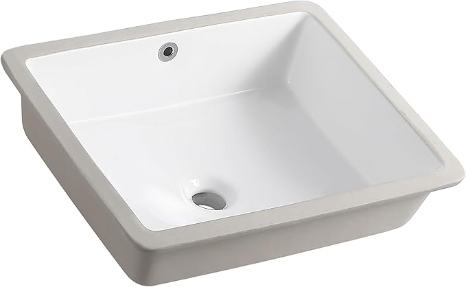 20 Inch Rectangle Undermount Bathroom Sink 19.5" X 15.9" Under Counter Vanity Sink Opening Size 17.5" x 13.78" White Porcelain Basin Sink Lavamanos Para Baños KINGWONG