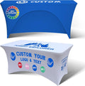 Personalized Table Cloth with Logo Image Customized Tablecloth 4FT/5FT/6FT/8FT Spandex Customized Table Cover Promotional Business Tradeshow Events Birthday Party Wedding (5FT Spandex(Open back))
